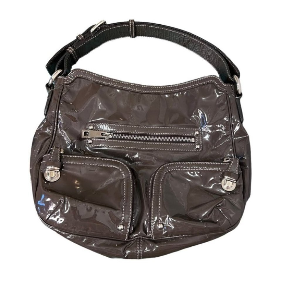 Marc Jacobs Khaki Patent Leather Purse Hobo Bag